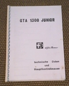 Alfa Romeo GTA 1300 Junior Specifications and Main Control Mass - Picture 1 of 2