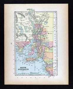 1894 Cram Map South Australia Adelaide Stirling Port Pirie Augusta Wallaroo - Picture 1 of 3