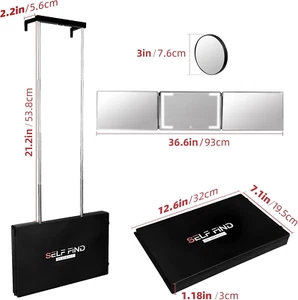 -3 Way Mirror for Self Hair Cutting with Ring Light,Rechargeable 360 Mirror f... - Picture 1 of 12