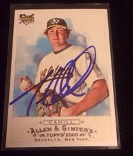 TREVOR CAHILL 2009 TOPPS ALLEN GINTERS ROOKIE RC Autographed Signed Card 241 OAK
