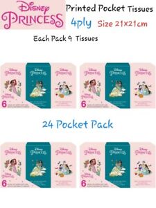 Disnep Princess Printed Pocket Tissues ( 9 Tissues Each Pack) - 24 Pocket Pack 