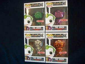 4 Funko Pop! Heroes Batman Arkham Asylum THE JOKER Silver Green Orange Purple 53 - Picture 1 of 4