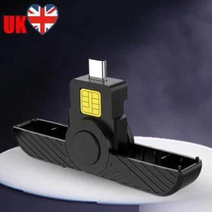 USB Card Reader Type-C USB Common Access CAC for SIM Chip ID Card (Black) - Afbeelding 1 van 10