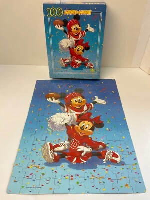 Complete ! Disney Mickey & Minnie Mouse 100 Piece Puzzle Football Cheerleader - Image 1 of 4