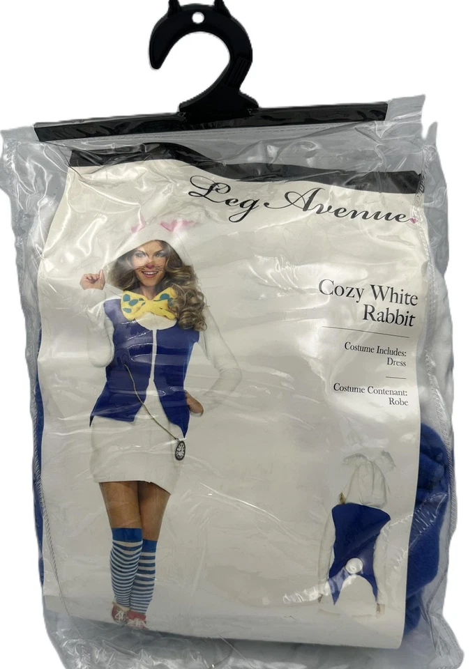 1PC Women's Cozy White Rabbit Costume - Dress - Medium - Polyester , Blue/White - Image 1 of 1