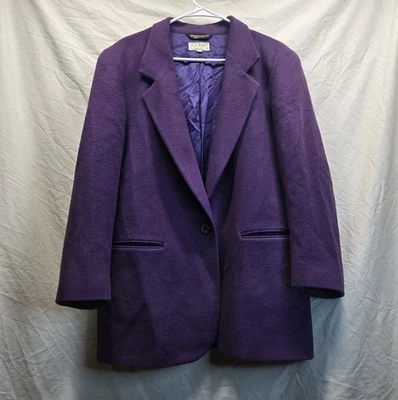 Chaqueta Blazer Azul Para Mujer LL Bean HECHA EN EE. UU. Lana Púrpura De Colección Años 80 14 R Foto 1 de 4