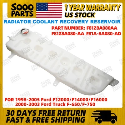 Radiator Overflow Coolant Reservoir For 2000-2005 Ford F650 F750 F81Z8A080AA Foto 1 de 4