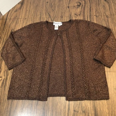 Cárdigan suéter de seda Joseph A Qu'est-ce Que C'est marrón metálico para mujer XL Foto 1 de 4
