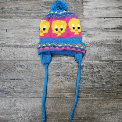 Sombrero de invierno azul años 90 vintage Baby Looney Tunes niño piolín pájaro para niños Foto 1 de 4