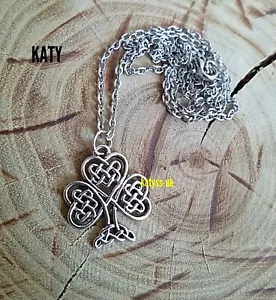 Celtic Infinity Knot Irish Shamrock Silver Tone Pendant Choker Necklace Chain - Picture 1 of 5