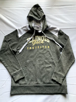 Mujer Gráfico Sudadera con Capucha Illinois Dorado Fastpich Gris Manga Larga Talla S Foto 1 de 4