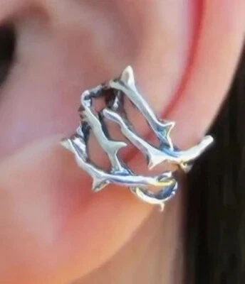 Brazalete oreja espina plata negro Foto 1 de 3