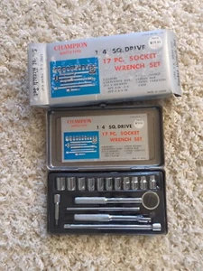 Vintage CHAMPION 1/4" Sq Drive 17 Pc Socket Wrench Set SAE - Bild 1 von 4