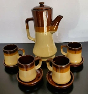 8 Inch Tea Pitcher with Deep Lid and Four Tea Cups (2.5 Inch) with saucers Set - Picture 1 of 6