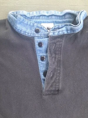 Vintage CROSS BASICS 90s Denim Collar/cotton Textured Long Sleeved Shirt  LARGE  - Image 1 of 4