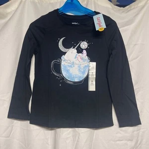 NUEVO CON ETIQUETAS Niñas Cat & Jack Talla M(8) Camisa Negra Manga Larga Gráfica 'Cocoa Critters' - Imagen 1 de 3