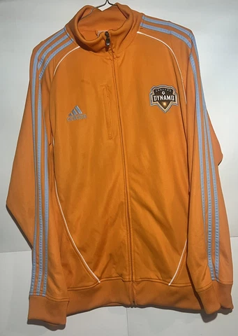 Men’s Adidas MLS Houston Dynamo Soccer Logo Track Jacket Orange Size XL Cover