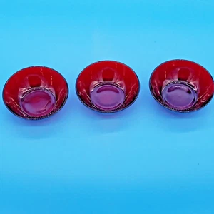 3 Vintage Mid-Century 1900's ANCHOR HOCKING ROYAL RUBY Red Glass Berry Bowl 4.5” - Picture 1 of 7