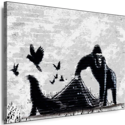 BILDER Banksy GRAFFITI Street Tiere Neu Werk Kunstdruck LEINWAND BILDER - Bild 1 von 3