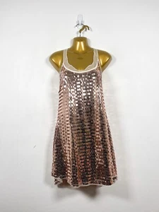 Free People Dress Size M Rose Gold Mini Sequin Disco Fever Festival Party - Picture 1 of 12