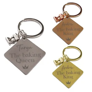 Personalised Cook Chef Kitchen KEYRING Bake Gift Mixer Birthday Christmas Charms - Picture 1 of 14