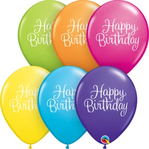 11" Happy Birthday Classy Script Latex Balloons - Qualatex - 25ct - Picture 1 of 7