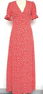 NWT im Stil Kleid Jac Jossa rot Blumendruck Button Vorne Maxi seinen 12