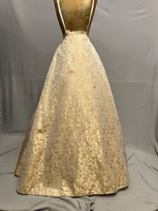 #23-132, 1890's Opulent Era Luminous Gold & Ivory Silk Brocade Ballgown Skirt