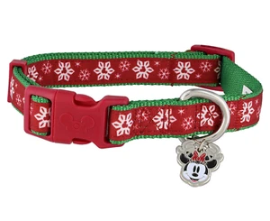 New Disney Parks Tails Christmas Holiday Minnie Mouse Dog Collar Medium - Picture 1 of 1