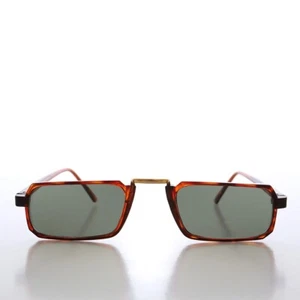 Brown Simple Rectangular Slim Vintage Sunglasses - Jude - Picture 1 of 3