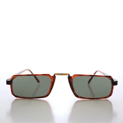 Brown Simple Rectangular Slim Vintage Sunglasses - Jude - Image 1 of 3