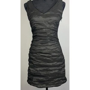 Nicole Miller Bodycon Dress Womens Size 8 Ruched Black Cocktail Party Date Night - Picture 1 of 11