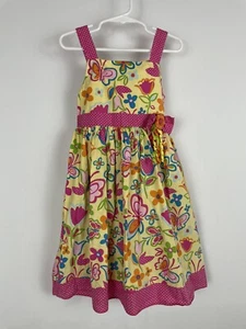 Sophie Rose Summer Dress Girls Size 6X Yellow Multicolor Butterfly/Floral Party - Picture 1 of 7