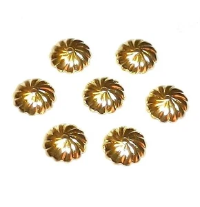 MX539 Gold 10mm Scalloped Round Fluted Swirl Design Brass Bead Caps 200pc - Picture 1 of 1