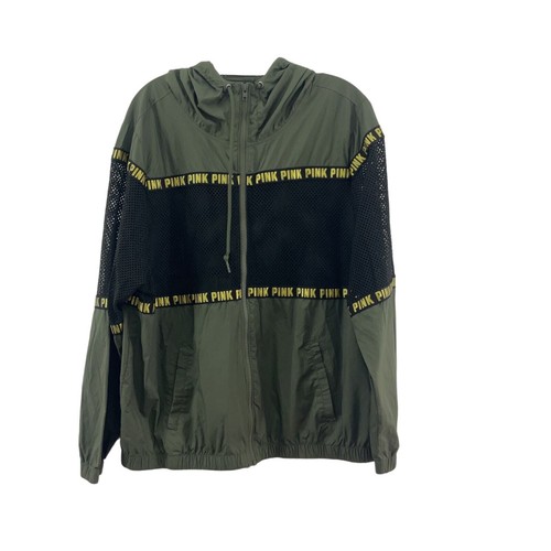 UNDERCOVER Giacca a vento Victoria's Secret ROSA con cappuccio e zip intera donna verde L poliammide