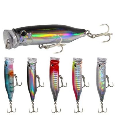 5PCS Popper Fishing Lures Topwater Wobbler Minnow Baits Trolling Saltwater Bass - Image 1 of 4