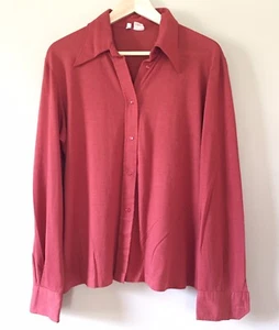 VTG GRAZIASTIL Pointy Collared Knit Button Front 70s BLOUSE Top Shirt M/L f - Picture 1 of 4