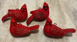 Natale Autunno Rosso Cardinale Uccellini Resina 3" Addobbi Albero Decorazione Casa Vacanze - Foto 1 di 3