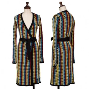DIANE VON FURSTENBERG Multi Stripe Cachecoeur Knit Dress Size P(K-133595) - Picture 1 of 12