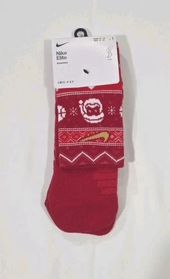 Calcetines de baloncesto Nike ELITE Crew feos NAVIDAD para hombre 8-12 mujeres 10-13 rojo Santa  Foto 1 de 2