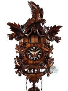 Fox & Grapes Battery Carved Cuckoo Clock 30cm By ENGSTLER - Picture 1 of 8