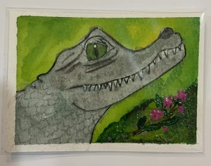 ACEO “Wus Up” Acquerello Acrilico Carta Arte Originale Nellis 2,5” X 3,5” - Foto 1 di 2