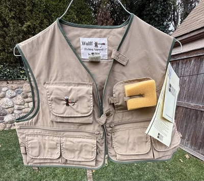 Chaleco de pesca con mosca Wulff Stream Designs vintage para mujer dama beige talla grande nuevo con etiquetas Foto 1 de 4