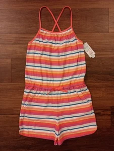 Cat & Jack Romper One Piece Sleeveless Striped Multi Coral Girls XL 14-16 NWT - Picture 1 of 2