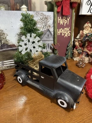 "Camión grande de metal negro 12"" camioneta rústica decoración navideña" Foto 1 de 3