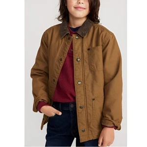 Old Navy Boys Outerwear Canvas Corduroy Collar Snap Chore Barn Coat Size M / 8 - Picture 1 of 9