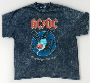 AC/DC Fly on the Wall Tour 1985 T-Shirt Black Acid Wash Distressed Size XL - Picture 1 of 10