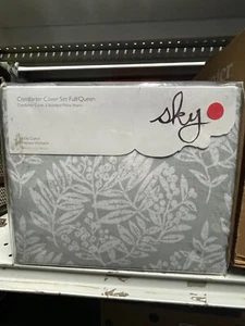 Sky Woodblock Flora 3 Piece Full/Queen Size Comforter Cover Color Gray New - Picture 1 of 4