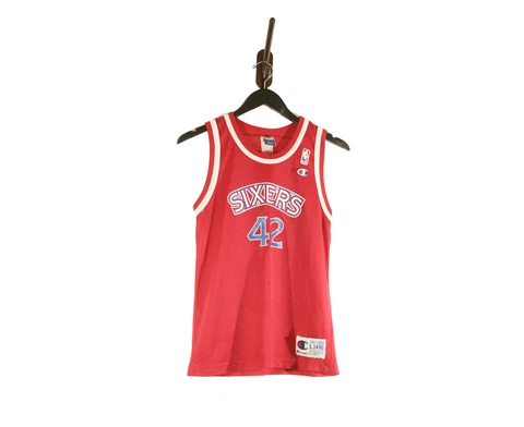 Vintage Sixers Jersey Jerry Stackhouse Youth Large L Champion WORN FLAWS Red Cover