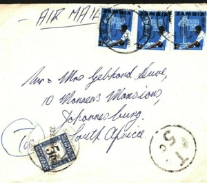 ZAMBIA Cover *Kitwe* South Africa Johannesburg UNDERPAID POSTAGE DUES 1964 SA32 - Picture 1 of 6